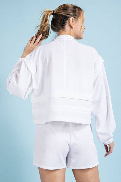 Crinkle Woven Cropped Jacket Rae Mode