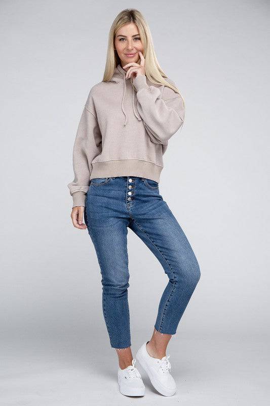 Acid Wash Fleece Hoodie ZENANA
