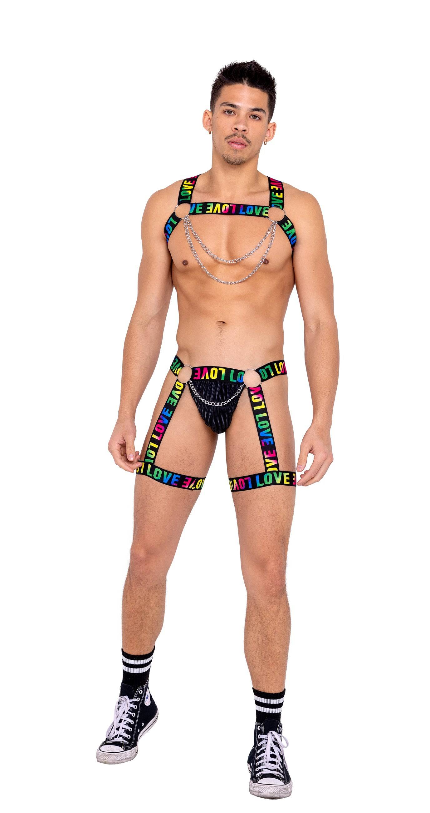 6158 - Men’s Pride Thong with Attached Garters Roma
