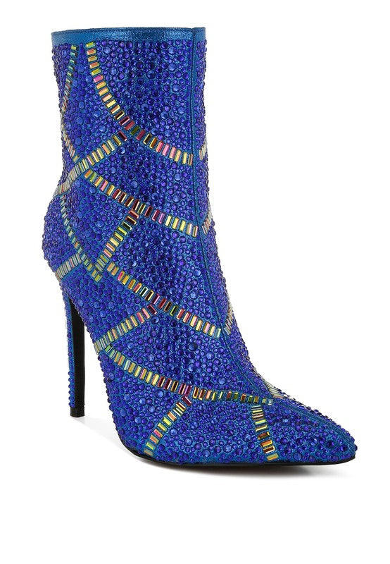 High Roller Rhinestones Embellished Stiletto Boots - Eye Candy Sensation Apparel & Accessories