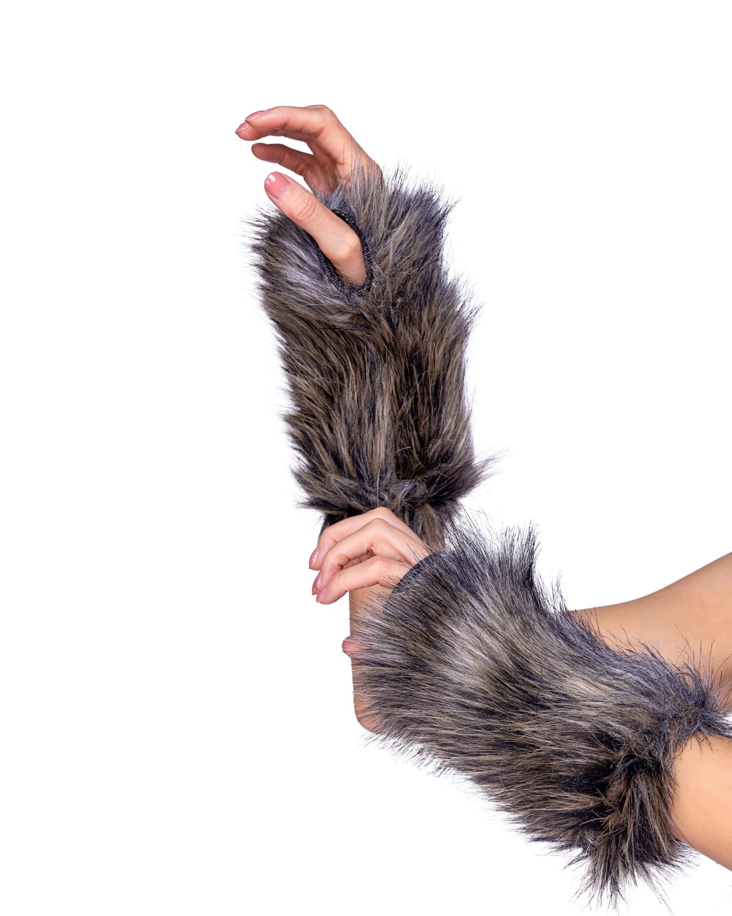 6352 - Pair of Faux Fur Wolf Gloves - Eye Candy Sensation