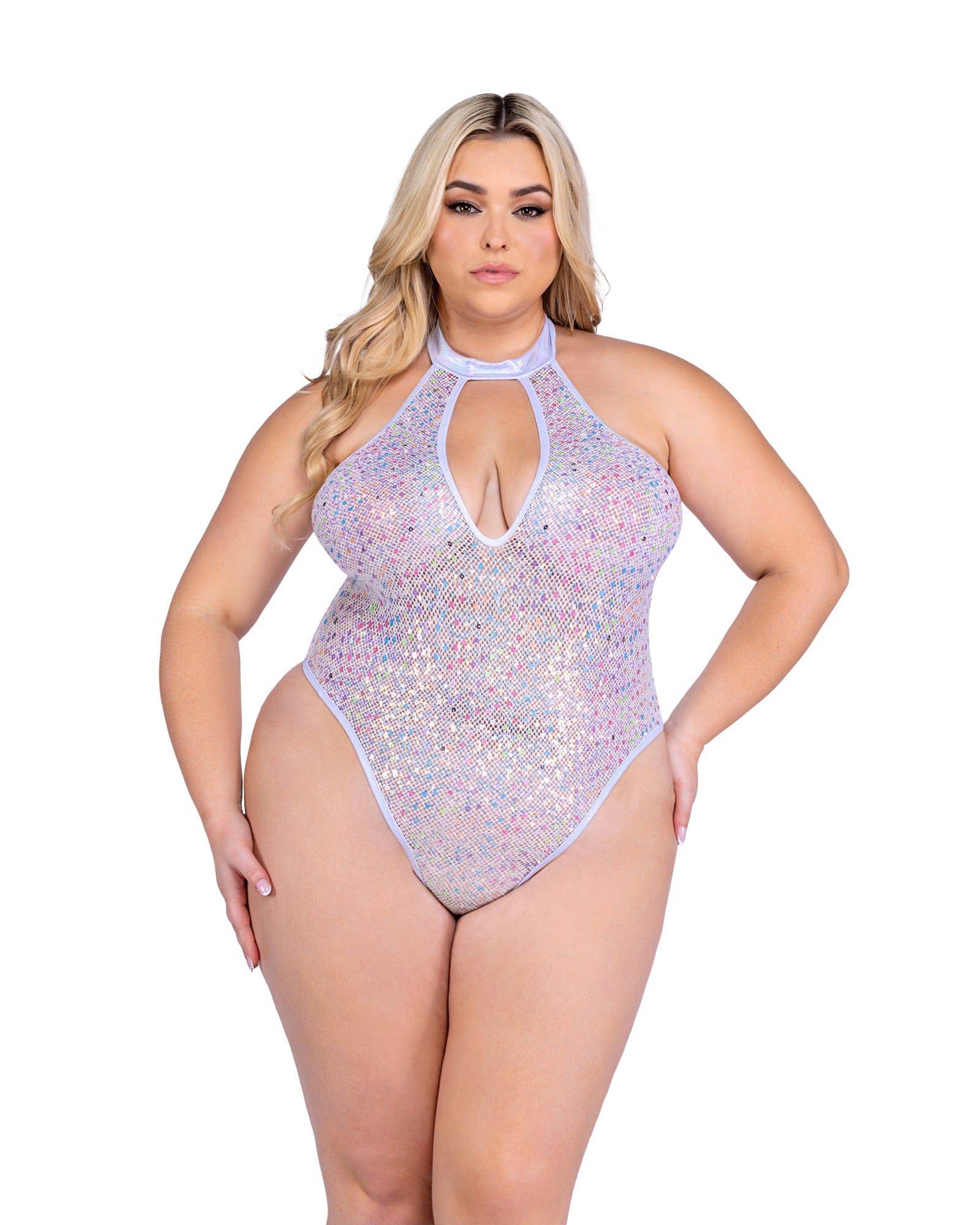 6431 - Sequin Fishnet Keyhole Romper Roma Costume, Inc.