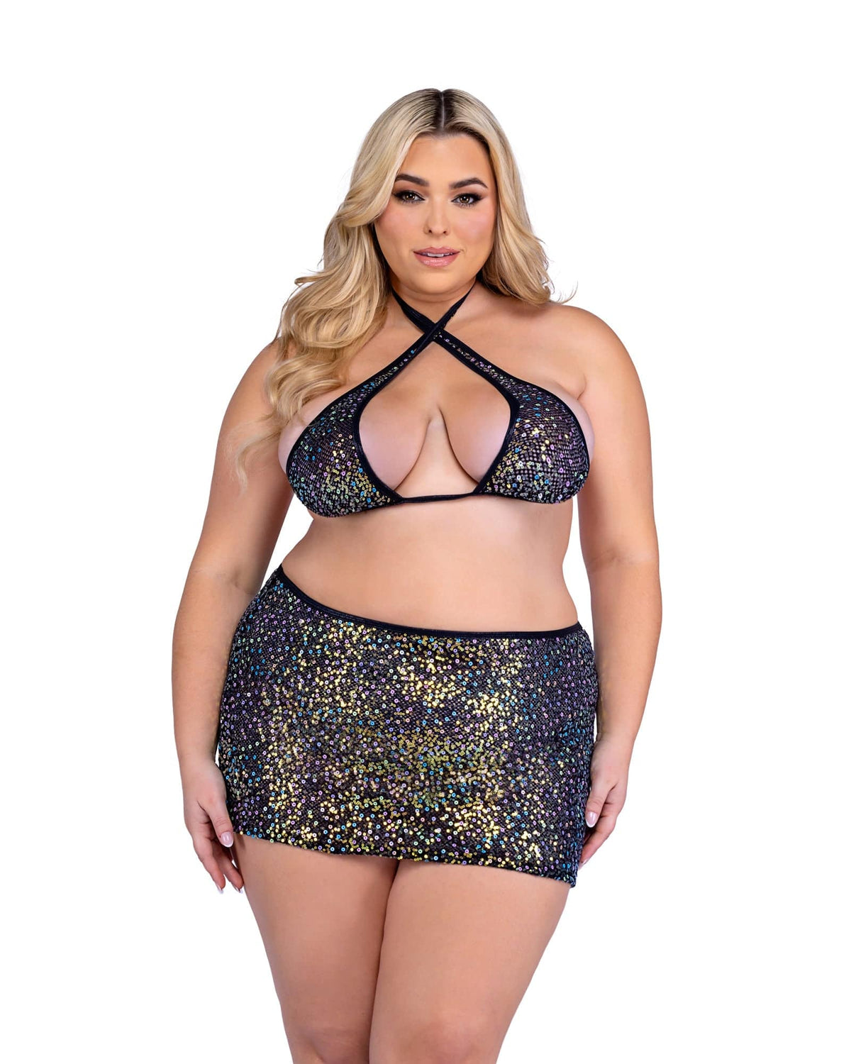 6433 - Sequin Fishnet Criss-Cross Top Roma Costume, Inc.