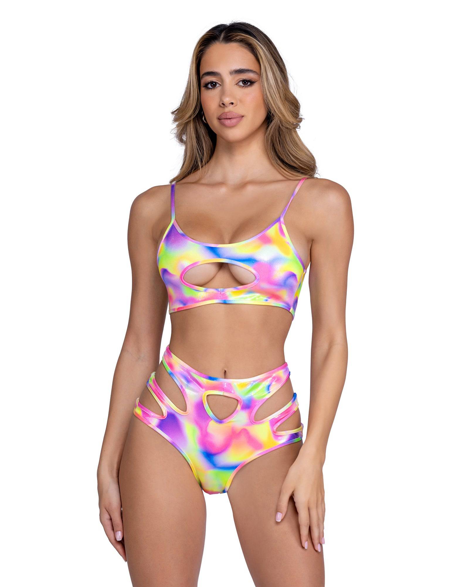 6466 - Shimmer Multi-Colored Keyhole Cropped Top Roma Costume, Inc.