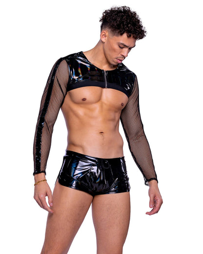 6518 - Vinyl with Iridescent Print Long Sleeved Fishnet Top Roma Costume, Inc.