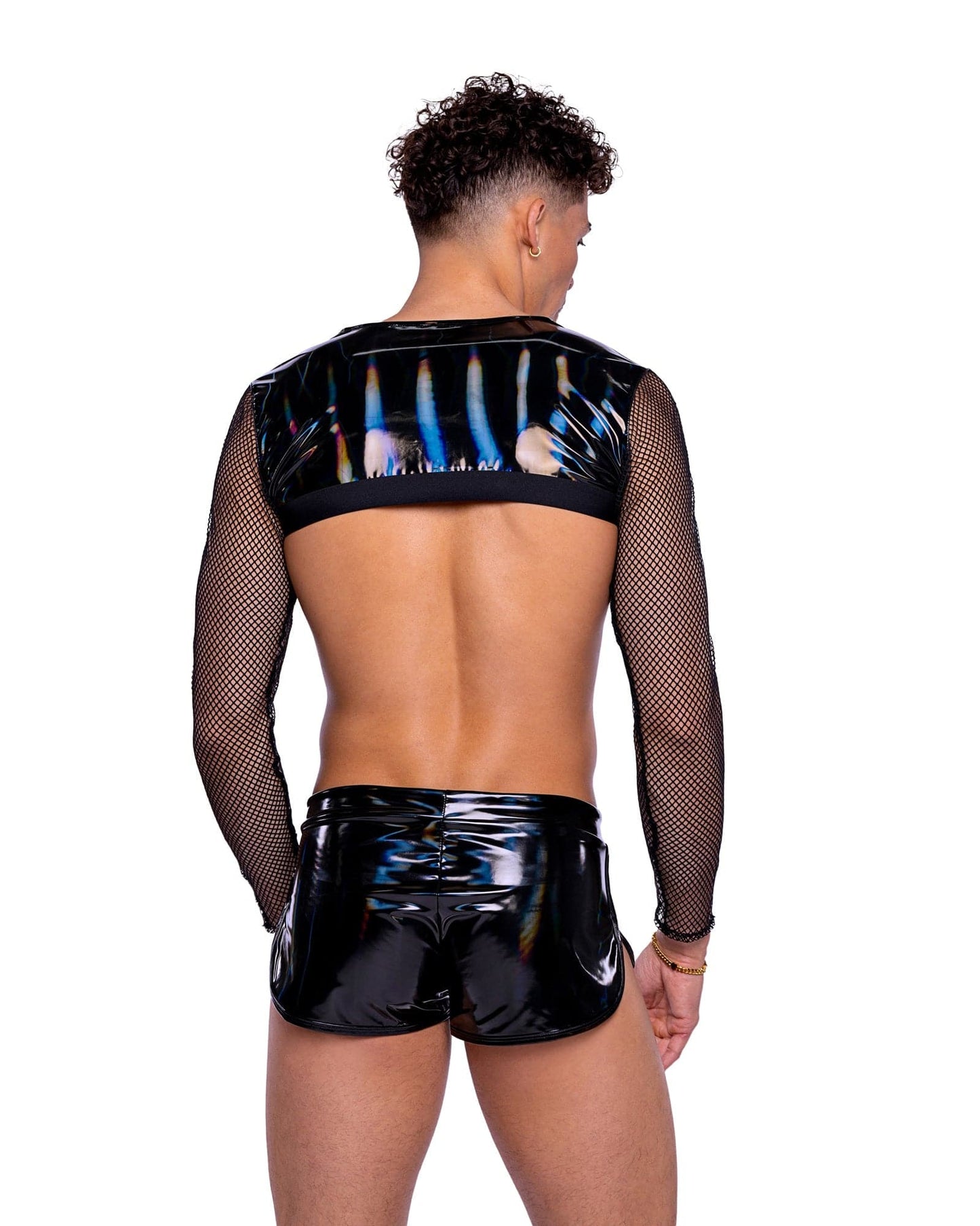 6518 - Vinyl with Iridescent Print Long Sleeved Fishnet Top Roma Costume, Inc.