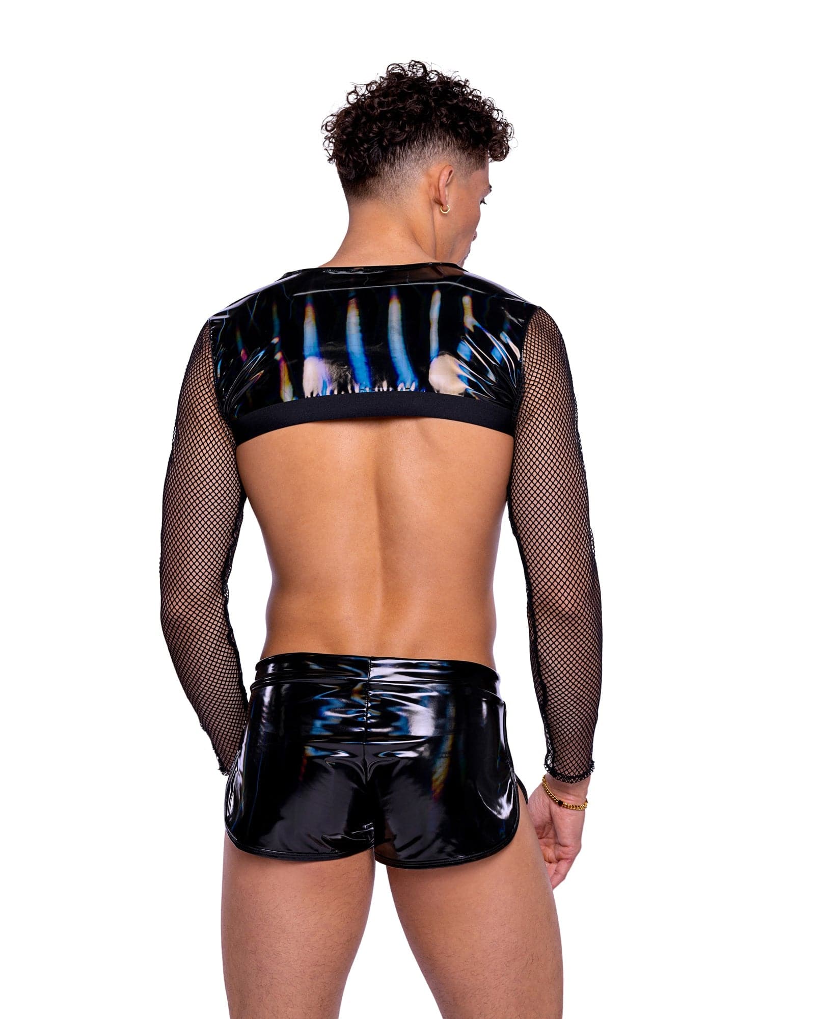 6518 - Vinyl with Iridescent Print Long Sleeved Fishnet Top Roma Costume, Inc.
