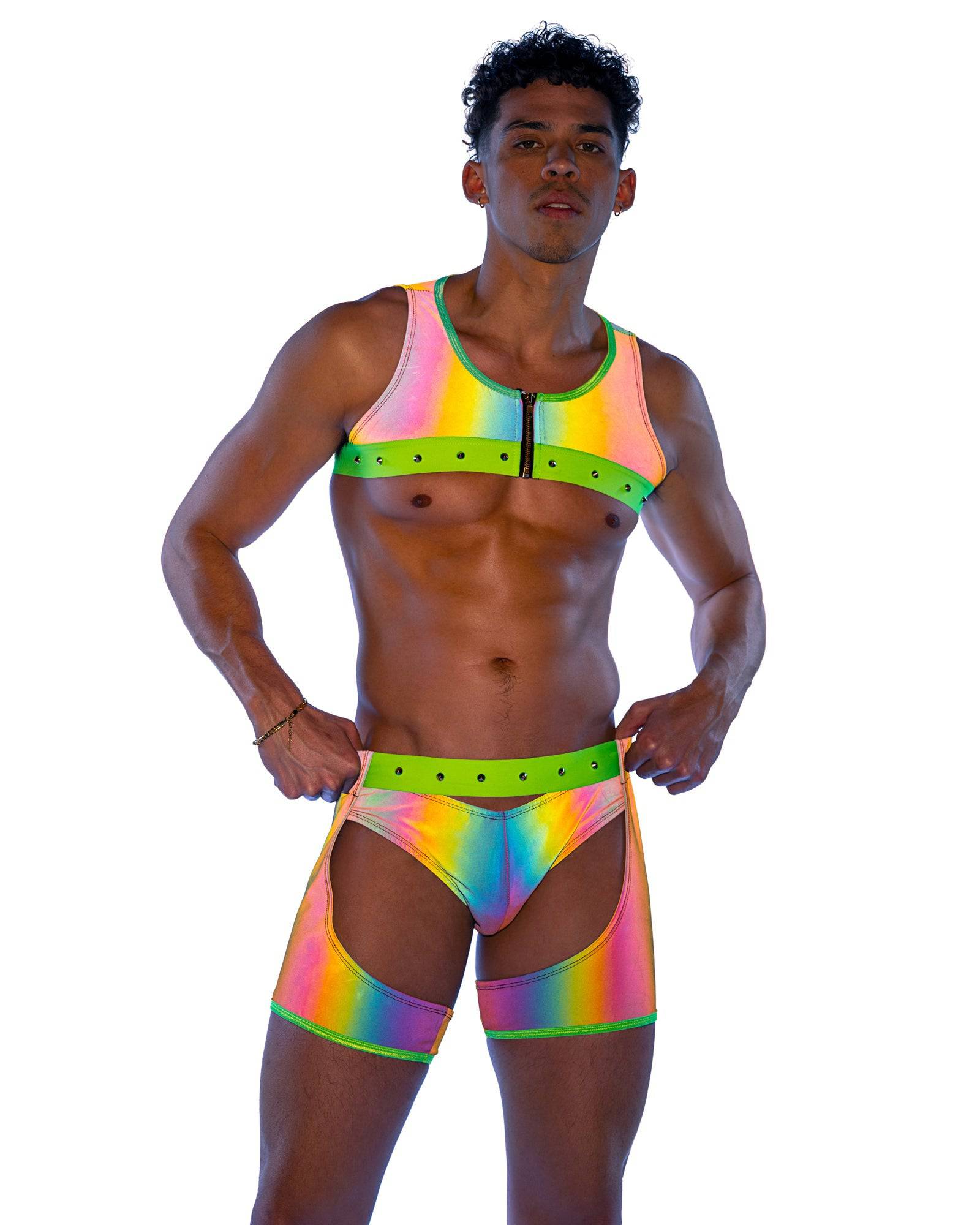 6535 - Reflective Chaps with Stud Detail Roma Costume, Inc.