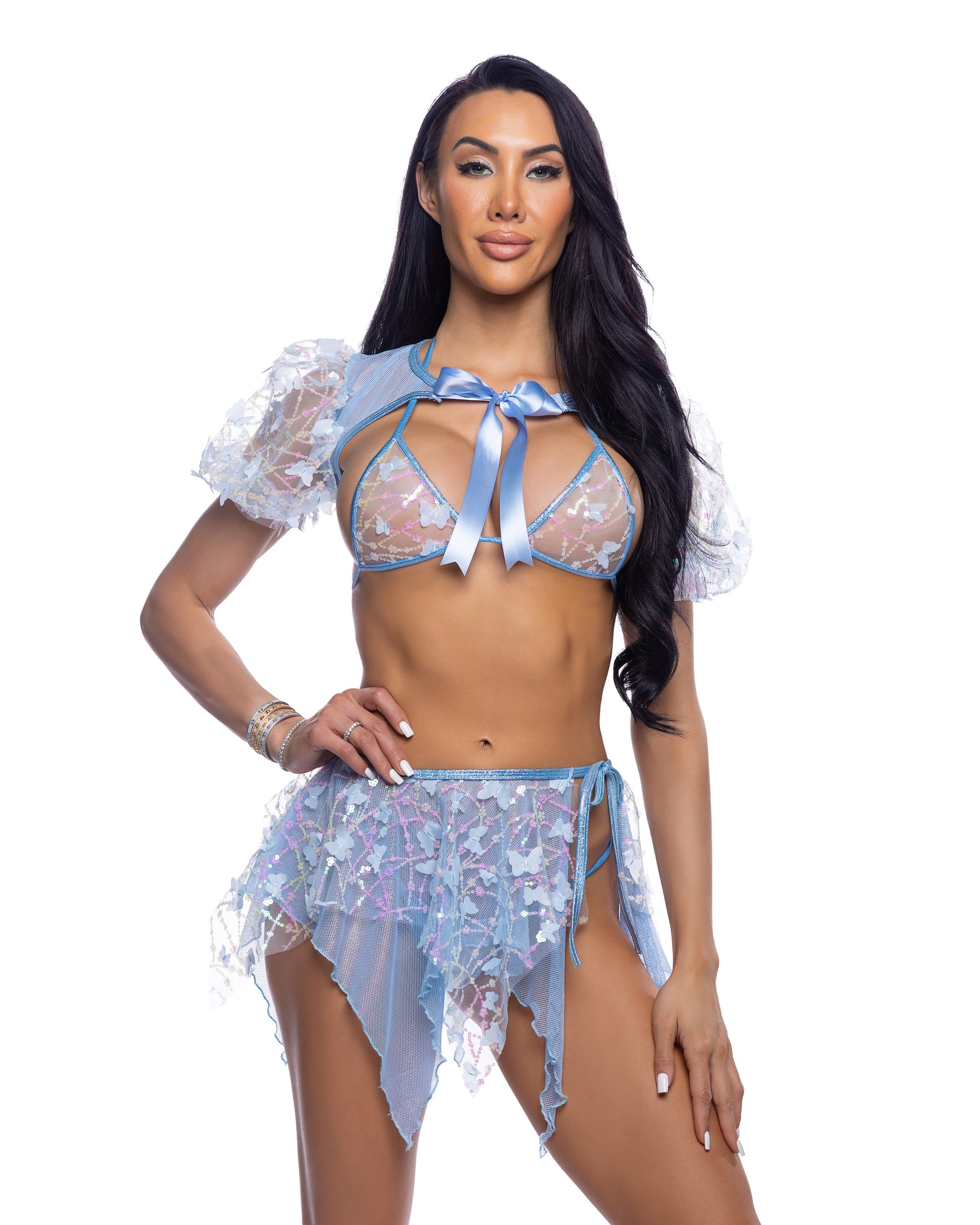 6714 - Butterfly & Sequin Puff Sleeve Shrug - Eye Candy Sensation Apparel & Accessories