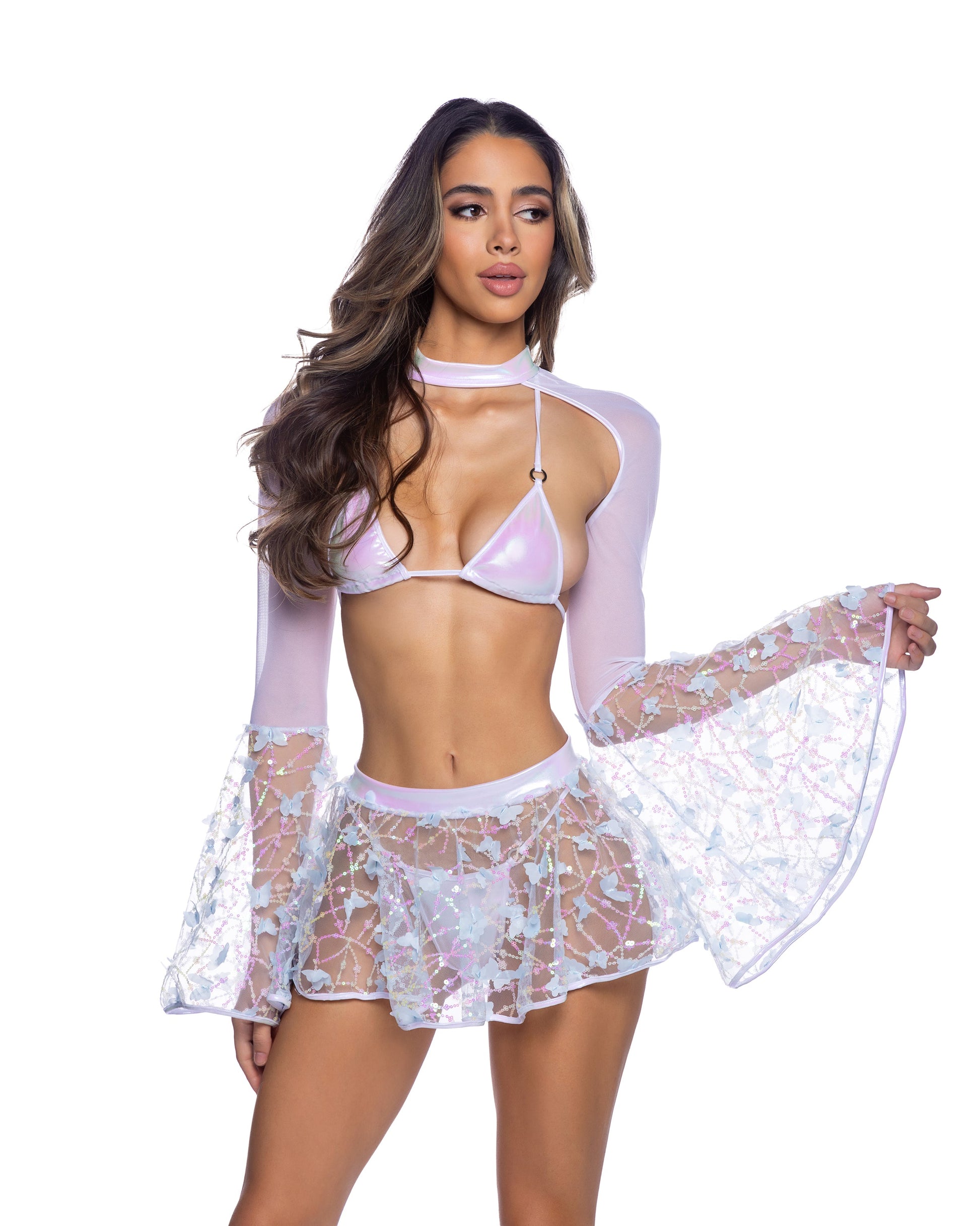 6648 - 2PC Metallic Iridescent Bikini Set with Ring Detail - Eye Candy Sensation Apparel & Accessories