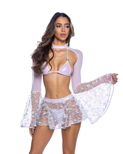 6648 - 2PC Metallic Iridescent Bikini Set with Ring Detail - Eye Candy Sensation Apparel & Accessories