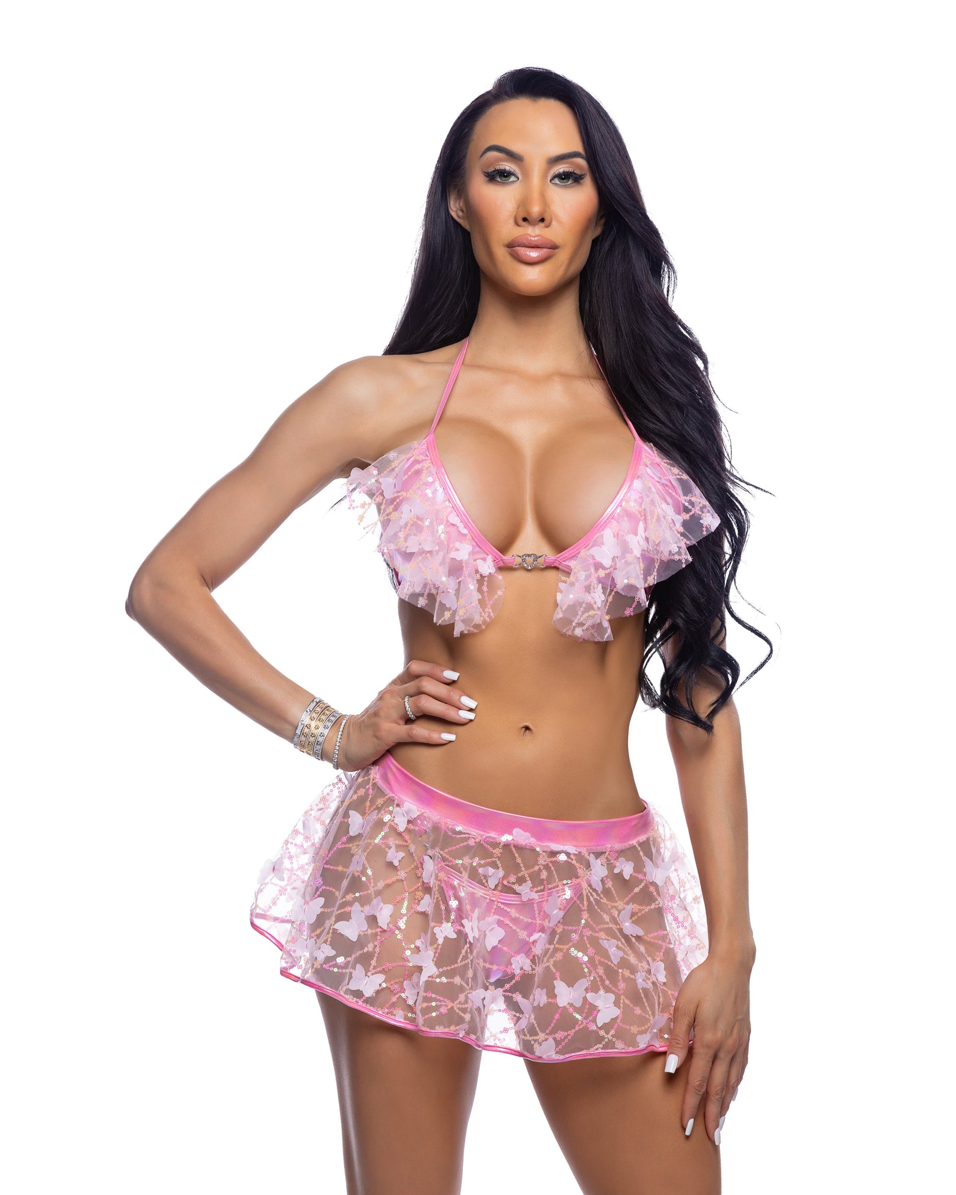 6718 - Butterfly & Sequin Mini Skirt - Eye Candy Sensation Apparel & Accessories