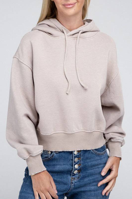 Acid Wash Fleece Hoodie ZENANA