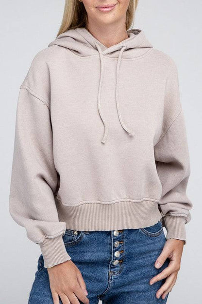 Acid Wash Fleece Hoodie ZENANA