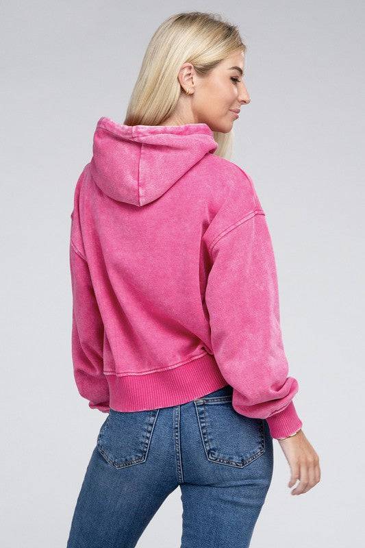 Acid Wash Fleece Hoodie ZENANA