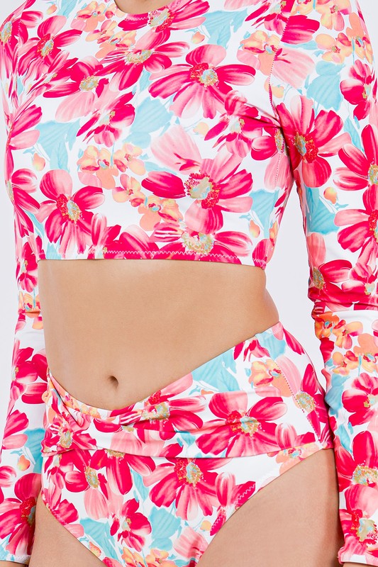 TWO PIECE FLORAL PRINTS LONG SELEEVES Mermaid Swimwear