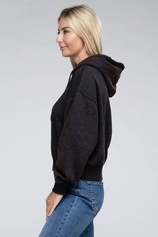 Acid Wash Fleece Hoodie ZENANA