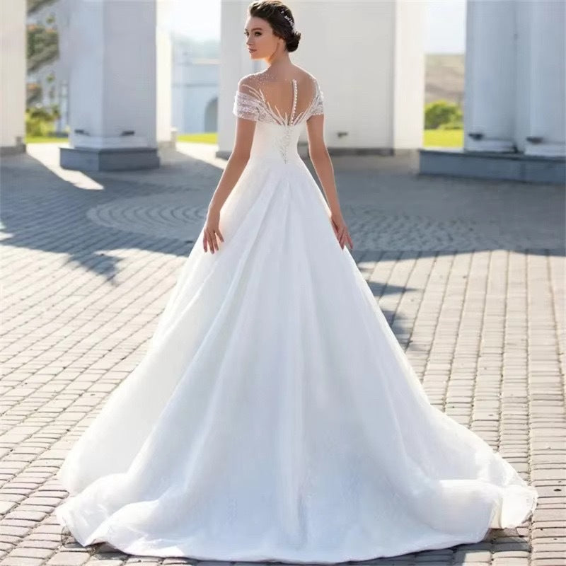 Off-shoulder Light Wedding Dress Bridal Main Yarn Lace Wedding Veil Small Trailing