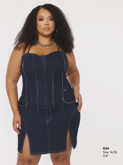 Denim Chain Link Corset