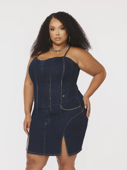 Denim Chain Link Corset