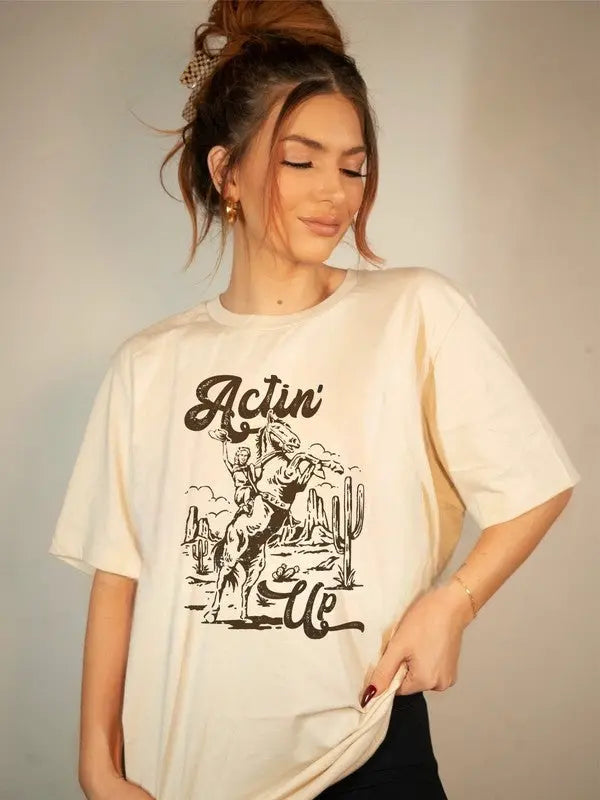 Actin Up Cowgirl Graphic Tee Ocean and 7th