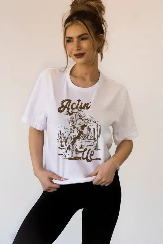 Actin Up Cowgirl Graphic Tee Ocean and 7th
