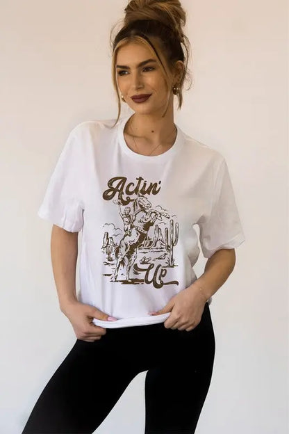 Actin Up Cowgirl Graphic Tee Ocean and 7th