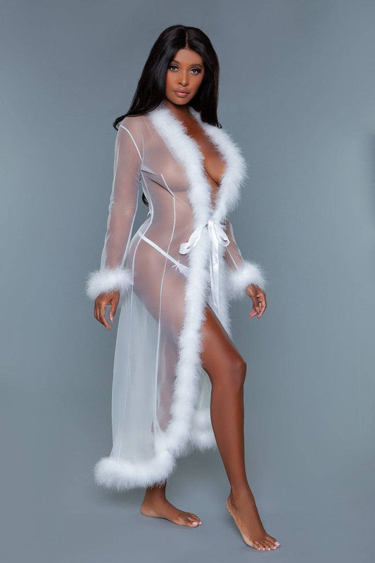 BW1650WT Marabou Robe Eye Candy Sensation