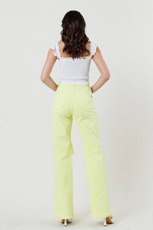 DISTRESSED WIDE CUT STRAIGHT LEG JEANS Eye Candy Sensation
