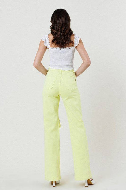 DISTRESSED WIDE CUT STRAIGHT LEG JEANS Eye Candy Sensation