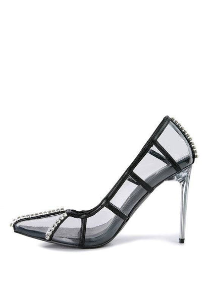 Diamante Clear High Heel Cage Pumps Eye Candy Sensation