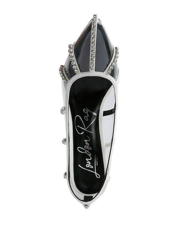 Diamante Clear High Heel Cage Pumps Eye Candy Sensation