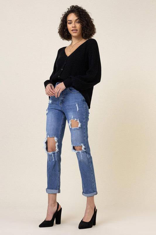 Distressed Boyfriend Jeans Eye Candy Sensation