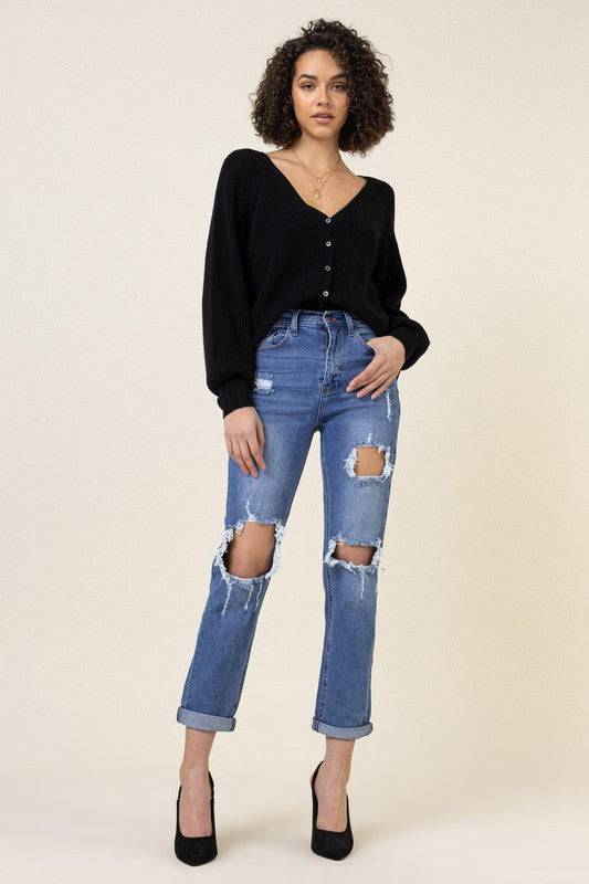 Distressed Boyfriend Jeans Eye Candy Sensation