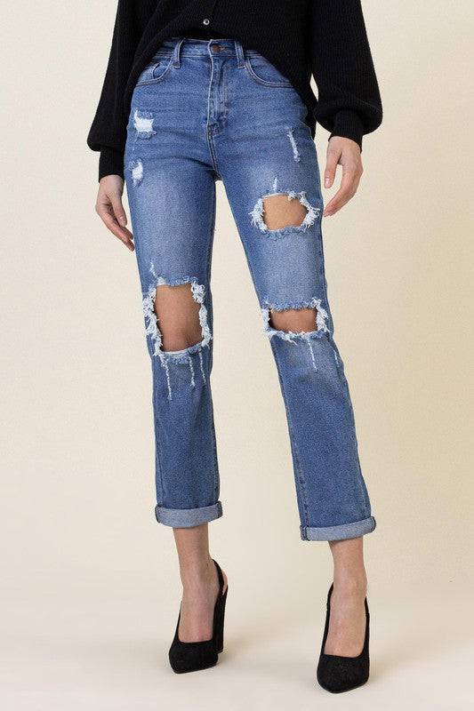 Distressed Boyfriend Jeans Eye Candy Sensation