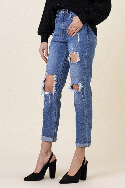 Distressed Boyfriend Jeans Eye Candy Sensation
