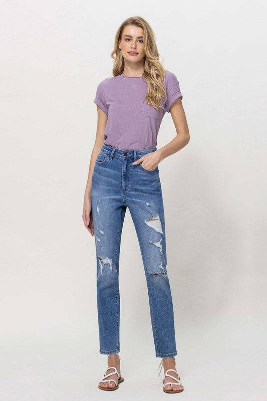 Distressed Mom Jeans Eye Candy Sensation