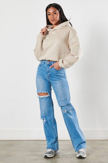 Distressed Wide Leg Jeans Eye Candy Sensation