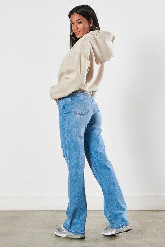 Distressed Wide Leg Jeans Eye Candy Sensation