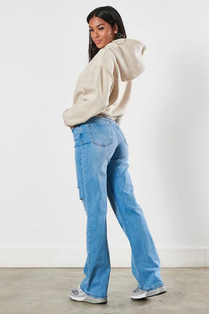 Distressed Wide Leg Jeans Eye Candy Sensation
