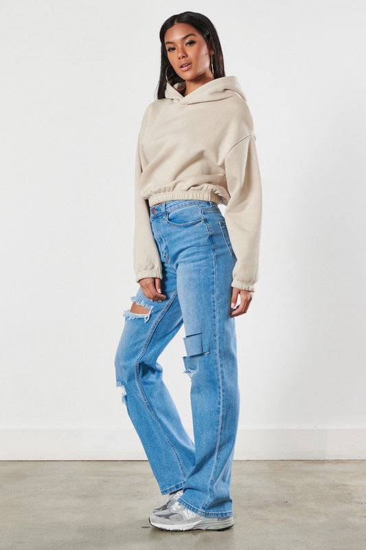 Distressed Wide Leg Jeans Eye Candy Sensation