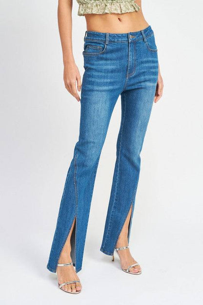 FLARED JEANS WITH SLITS Eye Candy Sensation