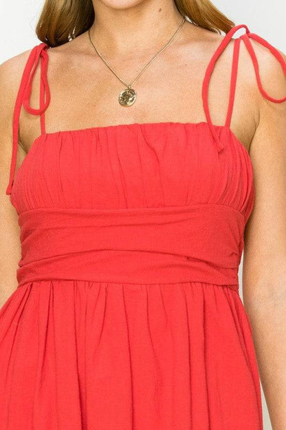 Get a Clue Tie-Strap Midi Dress Eye Candy Sensation