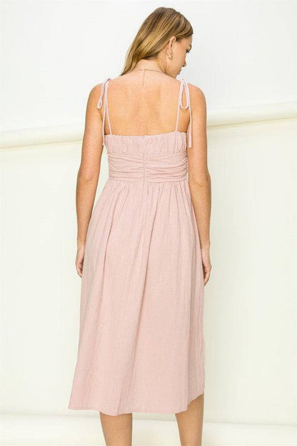 Get a Clue Tie-Strap Midi Dress Eye Candy Sensation