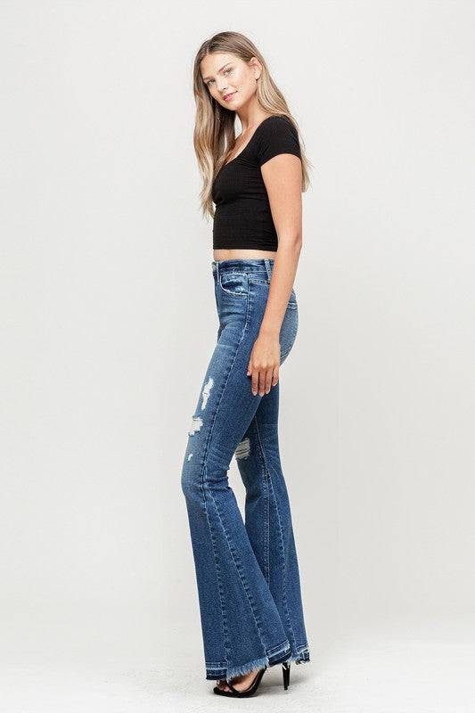 HIGH RISE DISTRESSED RELEASED HEM FLARE Eye Candy Sensation