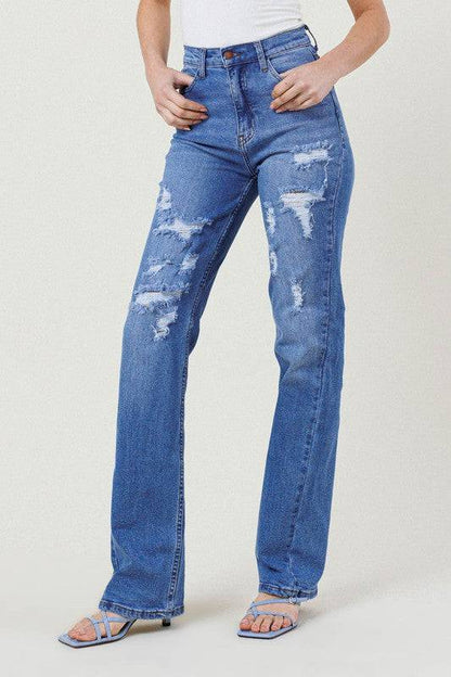 HIGH RISE DISTRESSED STRAIGHT LEG Eye Candy Sensation