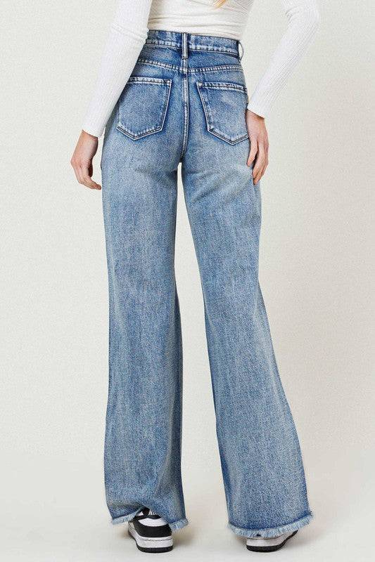 HIGH RISE WIDE LEG IN VINTAGE ACID WASH Eye Candy Sensation
