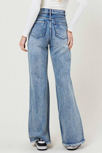 HIGH RISE WIDE LEG IN VINTAGE ACID WASH Eye Candy Sensation