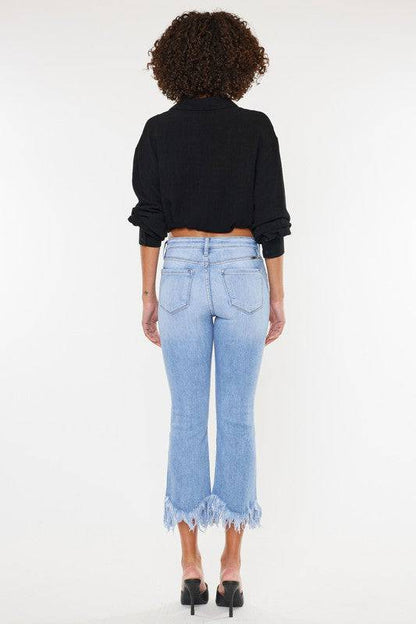 High Rise Crop Bootcut Denim Pants Eye Candy Sensation