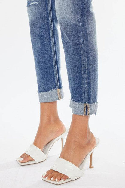 High Rise Cuffed Slim Straight Jeans Eye Candy Sensation